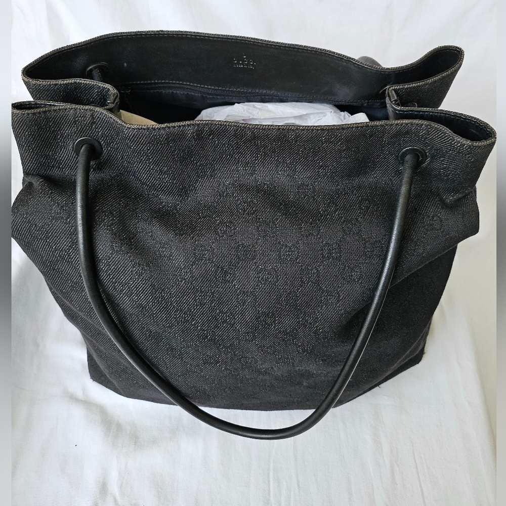 GUCCI tote black denim interlocking G Vintage